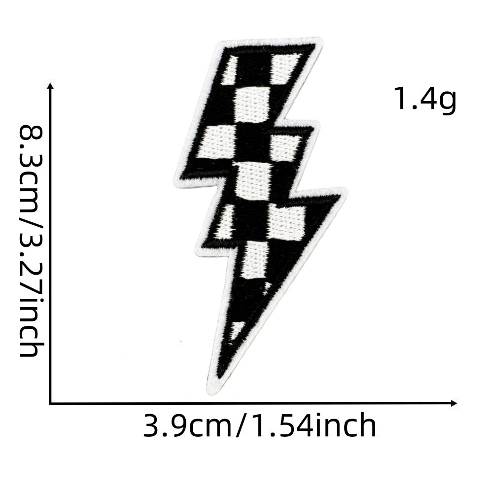 Wholesale  Colorful Lightning Plaid Pattern Embroidery Cloth  DIY Patches
