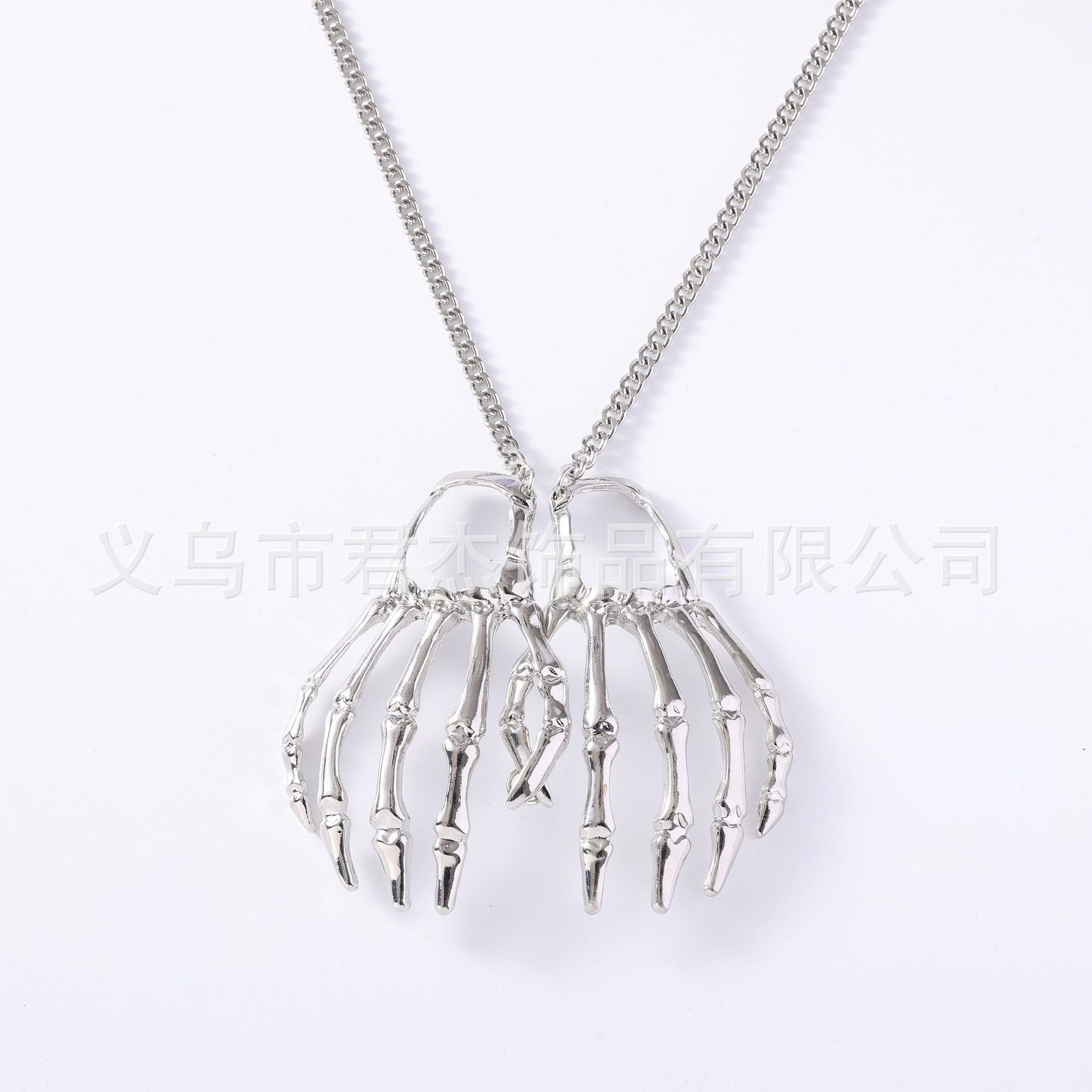 Wholesale  exaggerated hip-hop punk skeleton hand necklace