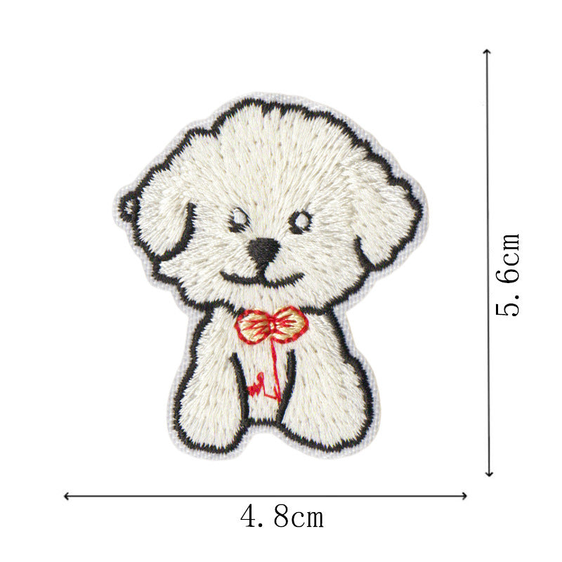 Wholesale Cartoon Puppy Embroidered Fabric Patch Cute Pet Animal Embroidery Patch