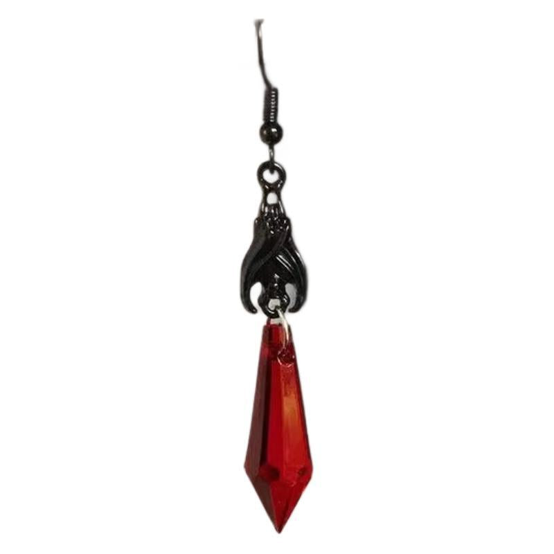 Wholesale Red and black gemstone dark bat earrings