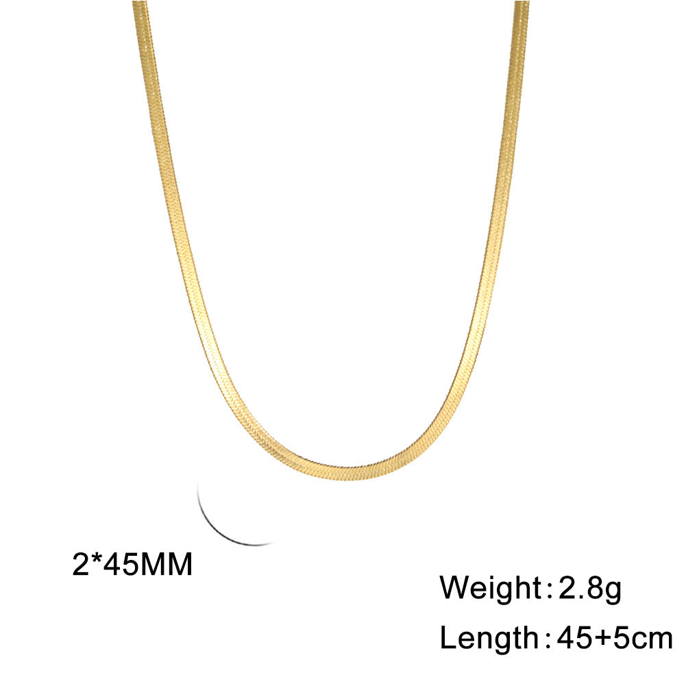 Wholesale Stainless steel snake flat chain snake chain gold necklace snake bone stainless steel plain chain necklace