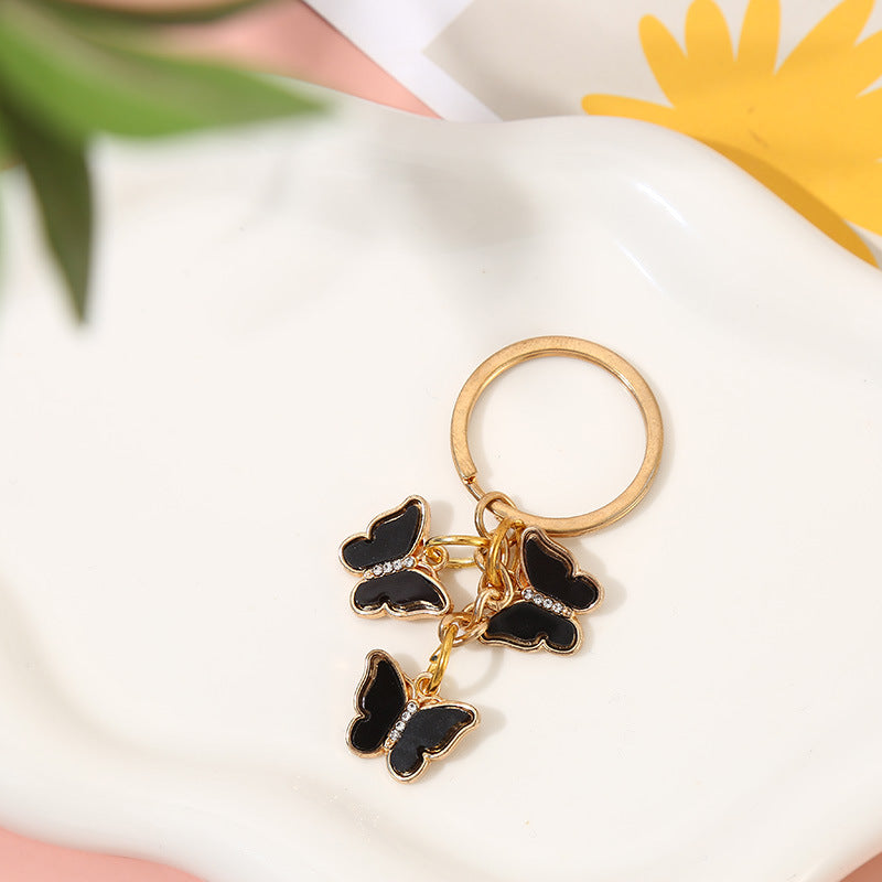 Wholesale Drip Oil Hot Selling Colored Diamond Acrylic Butterfly Keychain