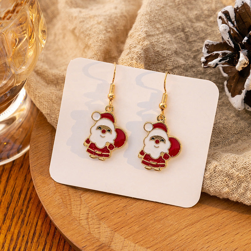 Wholesale Candy Cane Bell Elk Earrings