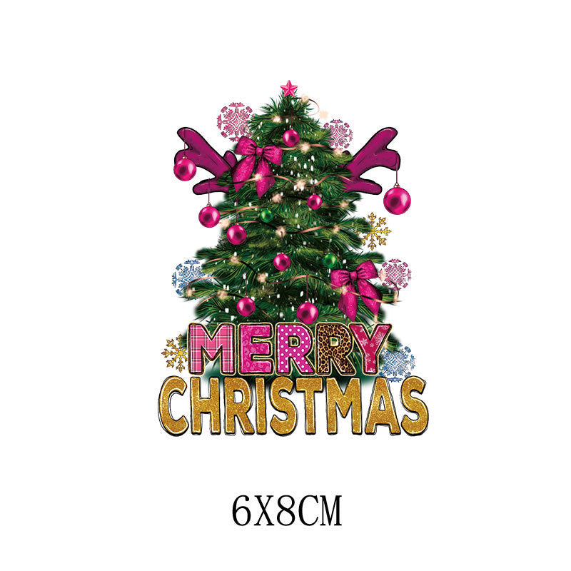 Wholesale Cartoon Christmas tree letter heat transfer   UV DTF Ready to Press Transfers Wraps