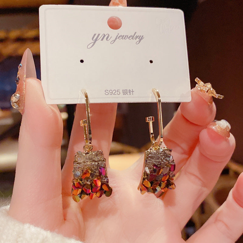 Wholesale Copper Plated Genuine Gold Square Crystal Earrings