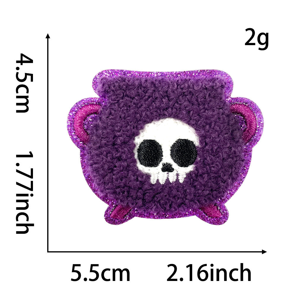 Wholesale Embroidered  Iron On Patches 15 Pcs Cartoon Ghost Pumpkin Skeleton Mushroom Designs For Clothing DIY Party