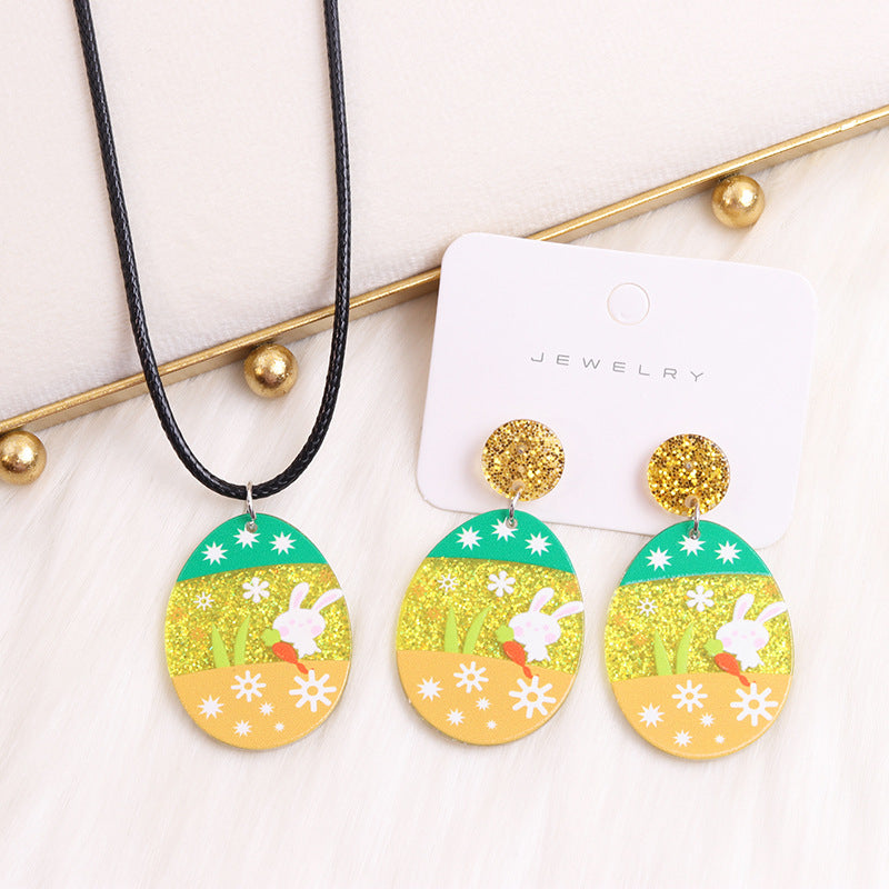 Wholesale Easter Egg Floral Rabbit Acrylic Earrings
