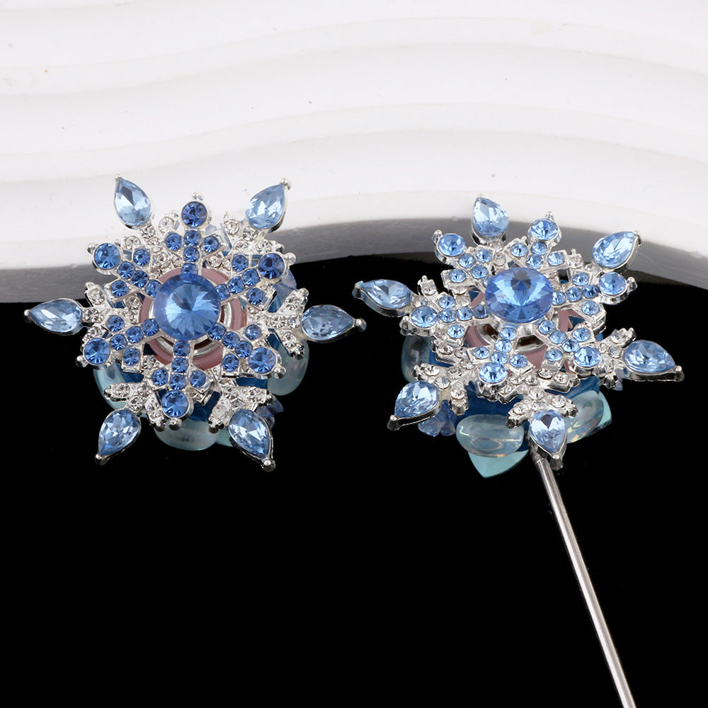 Wholesale 2pcs/pack DIY New Diamond Rotating Snow  Alloy Clay Straight Hole Beads Accessories