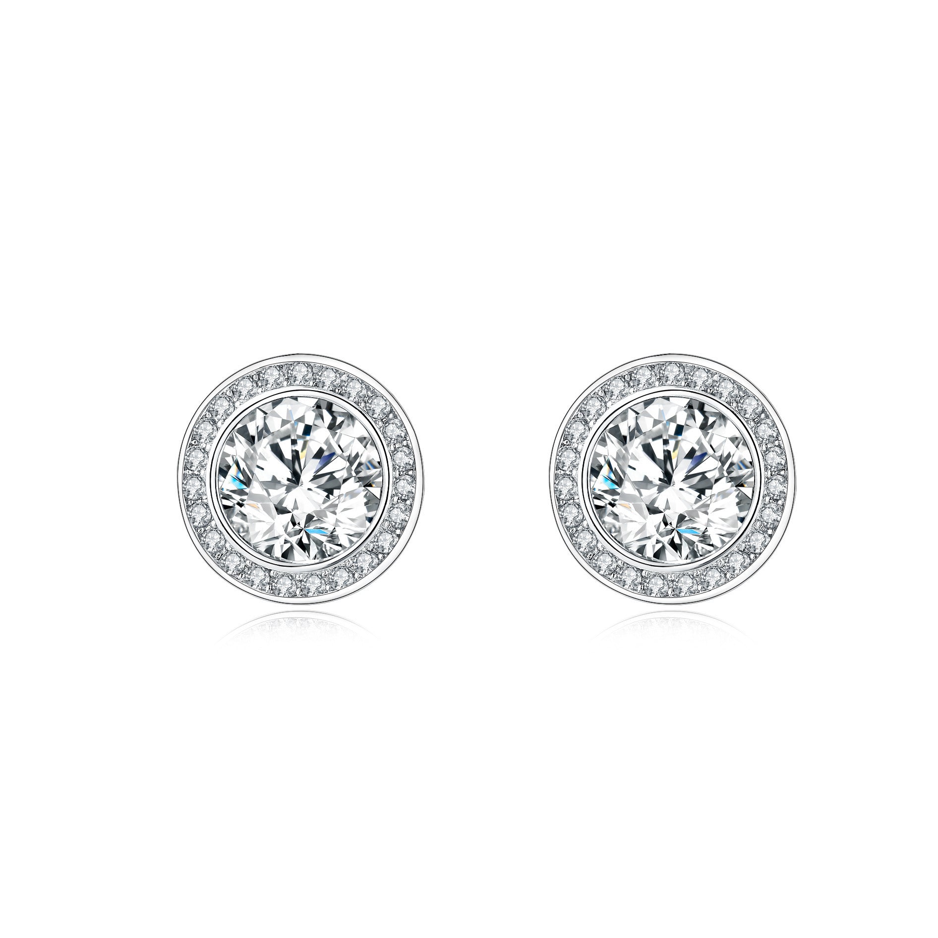 Wholesale Single round diamond set with zircon earrings