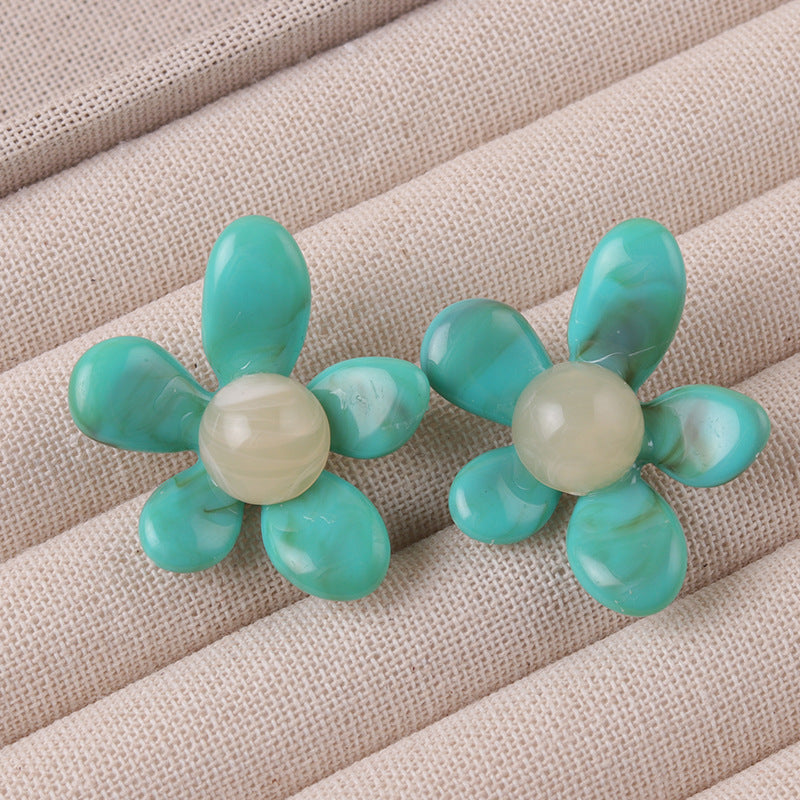Wholesale Summer fresh earrings five-petal flower jelly color earrings