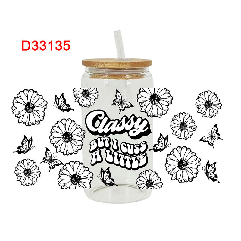 Wholesale Purple and black Pattern 16oz Cup UV DTF Wraps