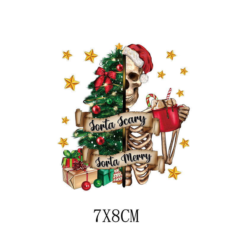 Wholesale Green cartoon Christmas heat transfer pattern   UV DTF Ready to Press Transfers Wraps