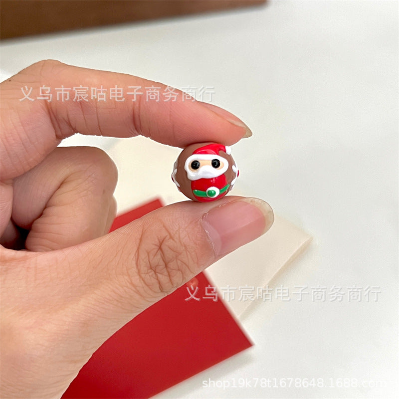 Wholesale 10pcs Coffee red Christmas Snowman hand painted beads