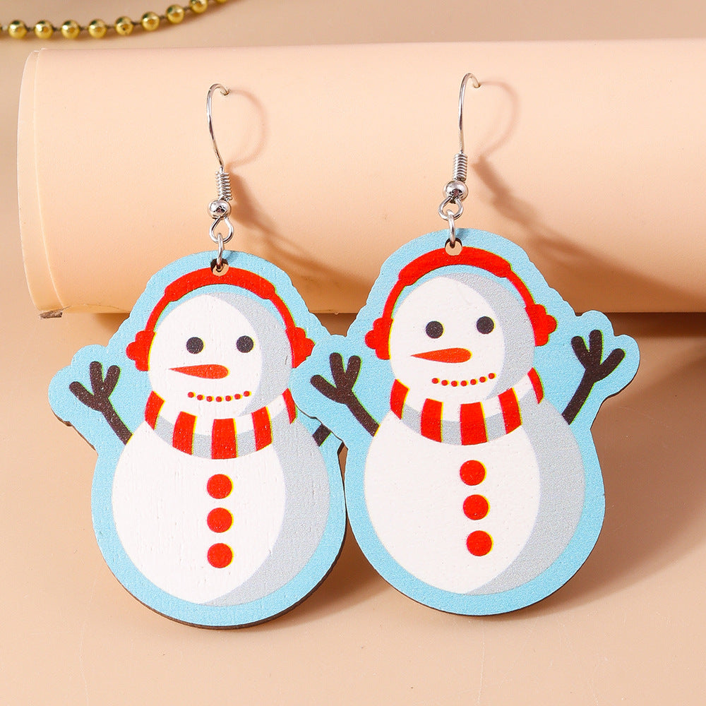 Wholesale Christmas Earrings Cartoon Creative Cute Santa Claus Snowman Plastic Earrings