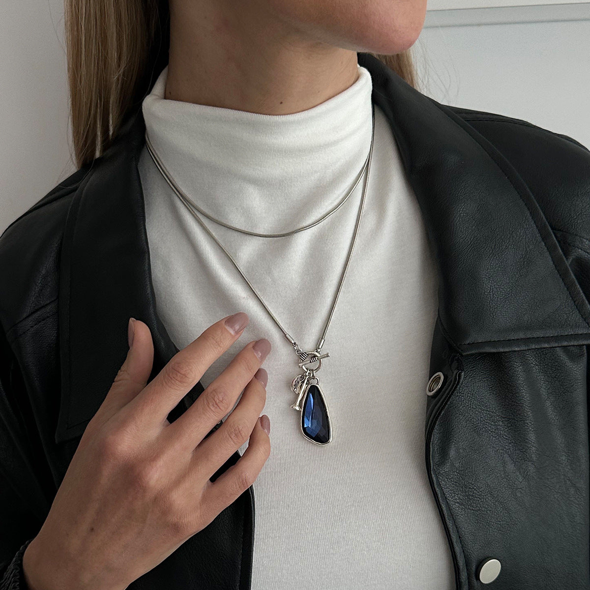 Wholesale Geometric Acrylic Gemstone Pendant Necklace