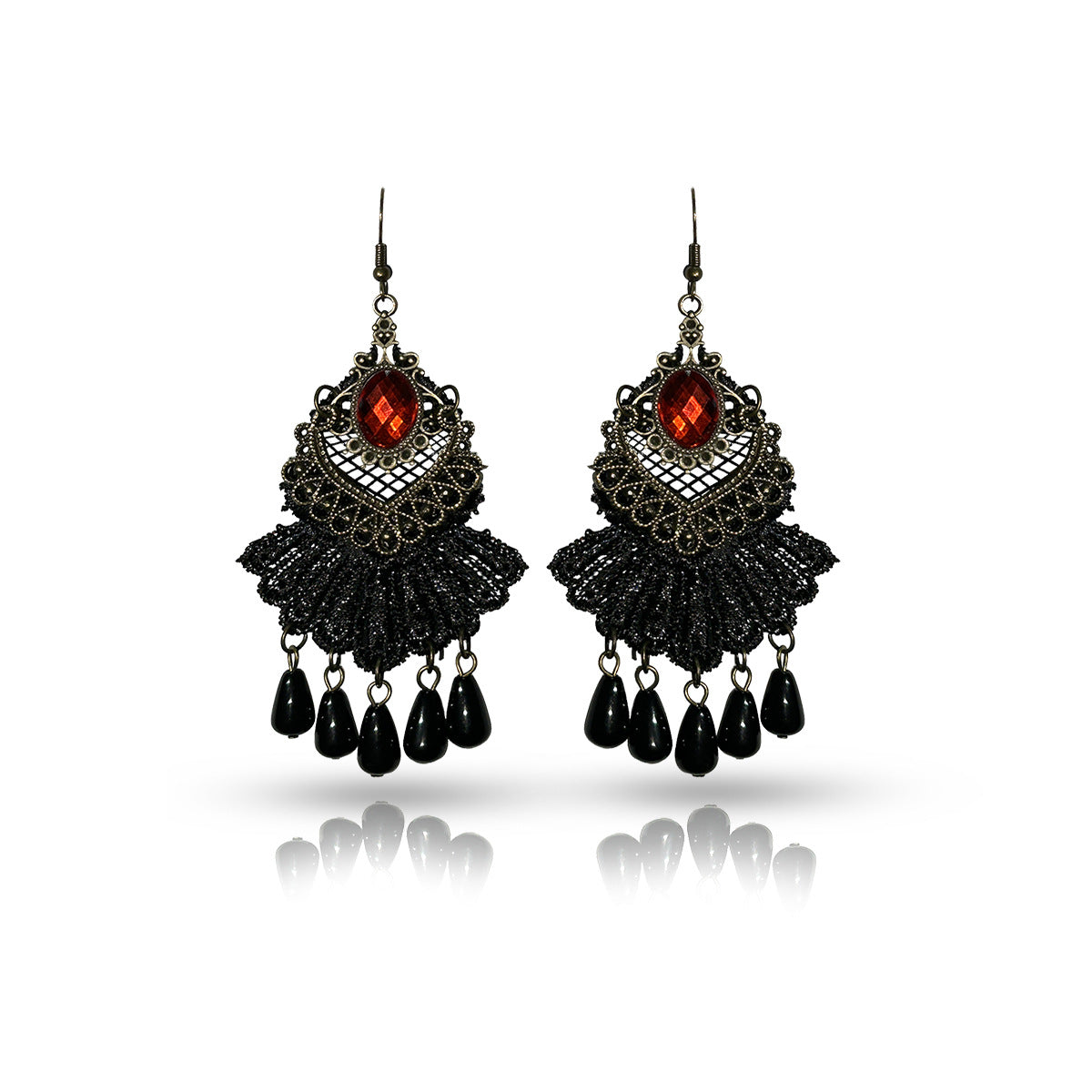 Wholesale Antique Black Tassel Lace Earrings
