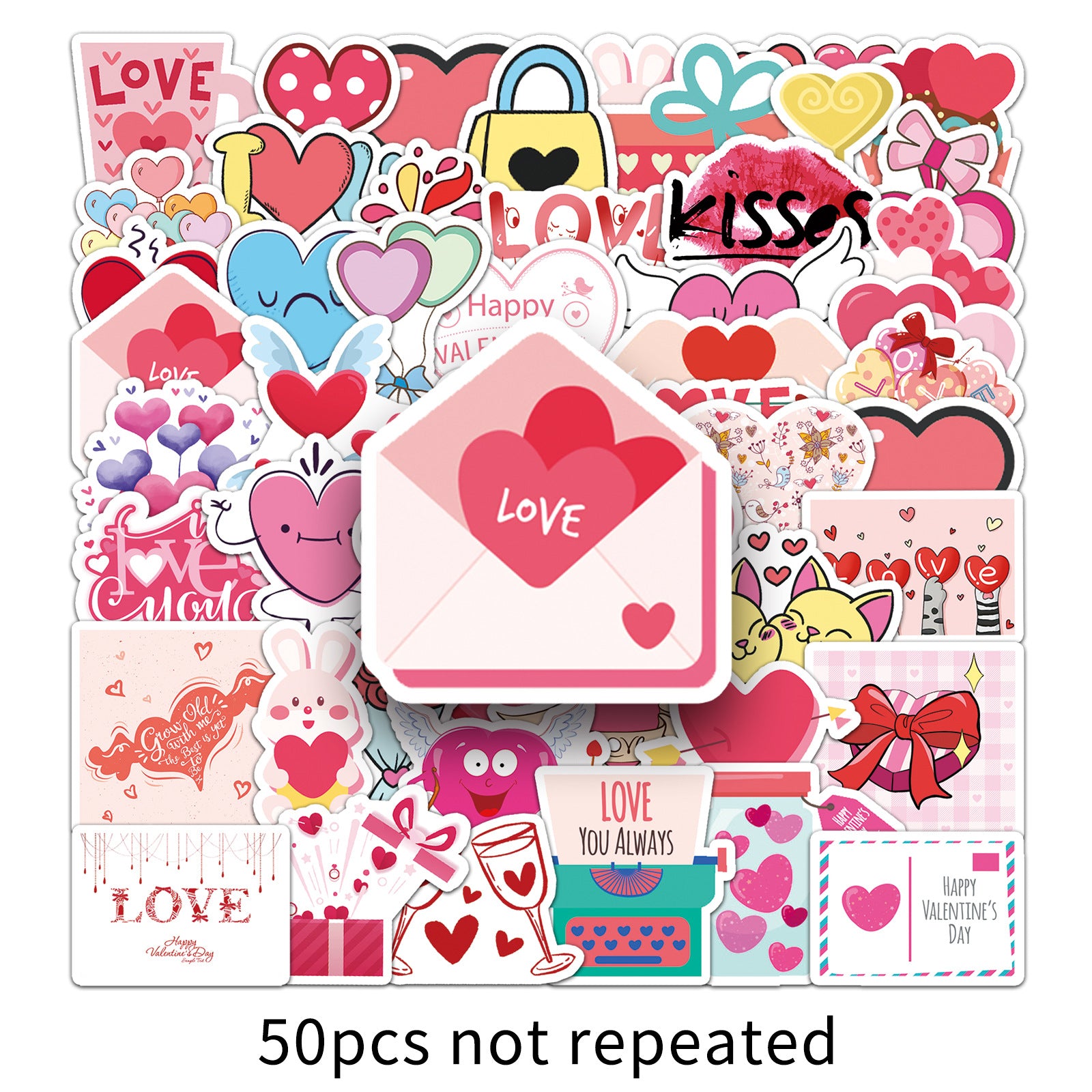Wholesale 50pcs Valentine' s Day Colorful Love Waterproof Vinyl Stickers