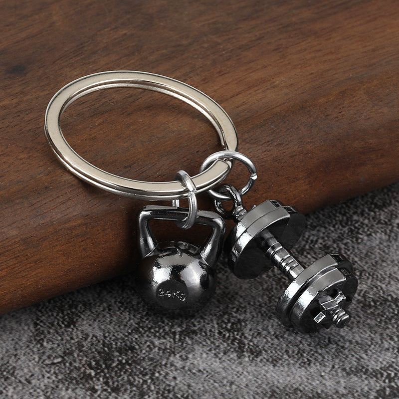 Wholesale Sports equipment weightlifting dumbbell Metal Keychain