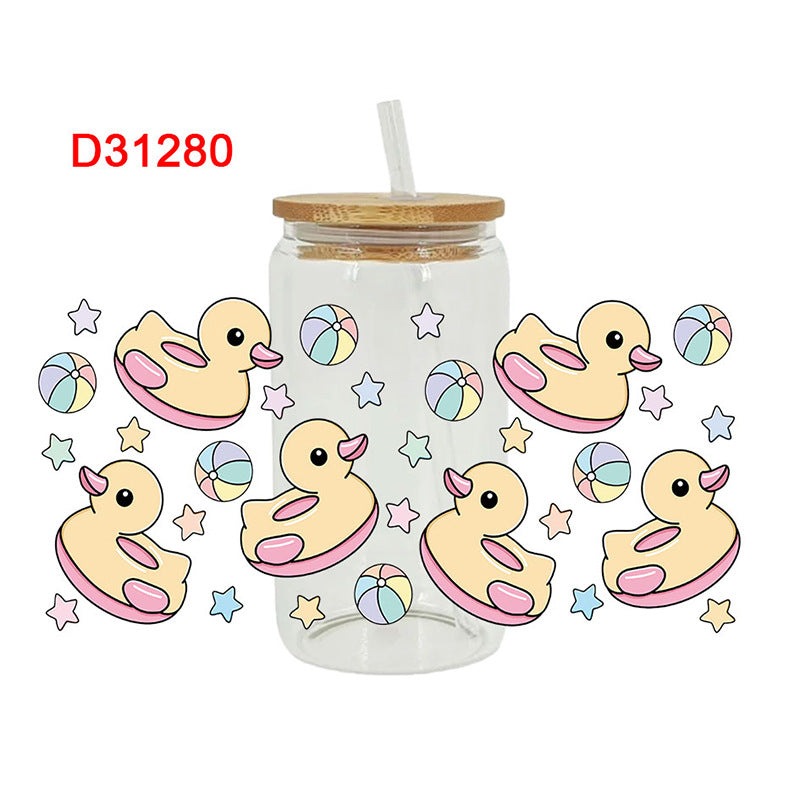 Wholesale Colorful Duck Bear 16oz Cup UV DTF Wraps