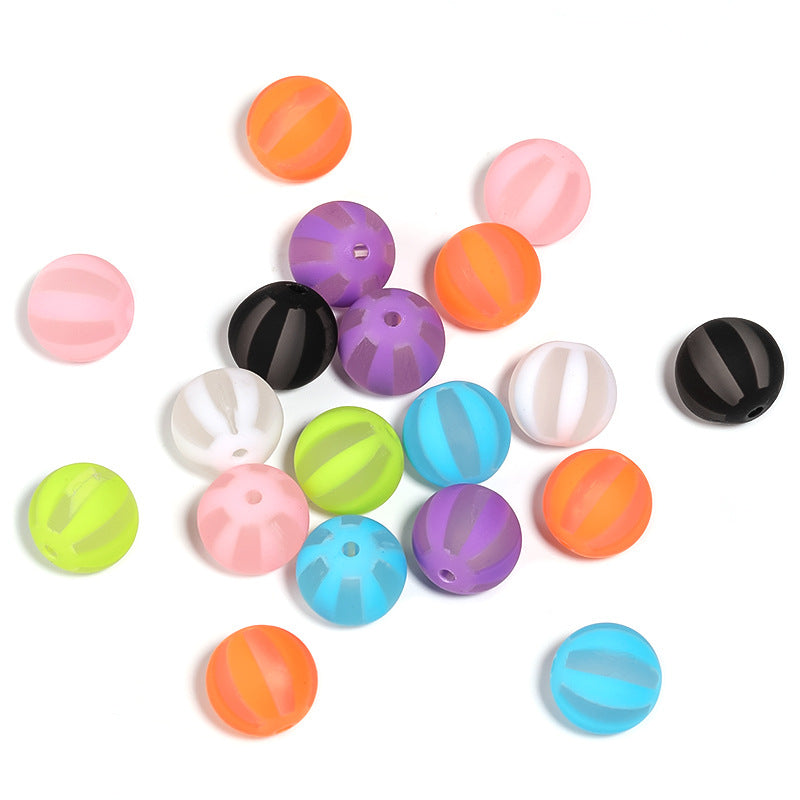 Wholesale 100pcs Matte Feel Rubber Lacquer Color Striped Acrylic DIY Beads