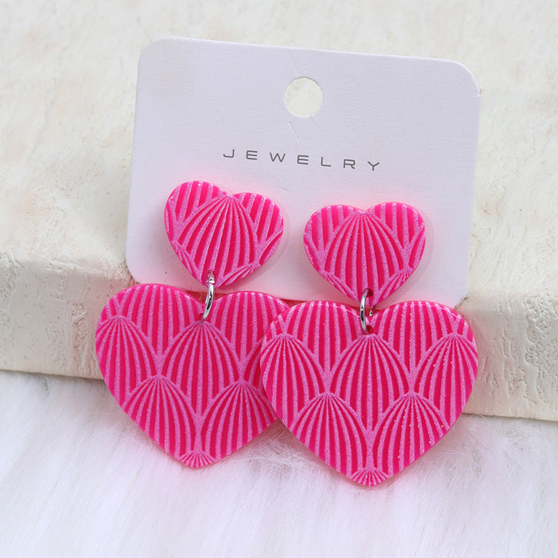 Wholesale Valentine's Day Rose Red Shell Pattern Love Acrylic Earrings