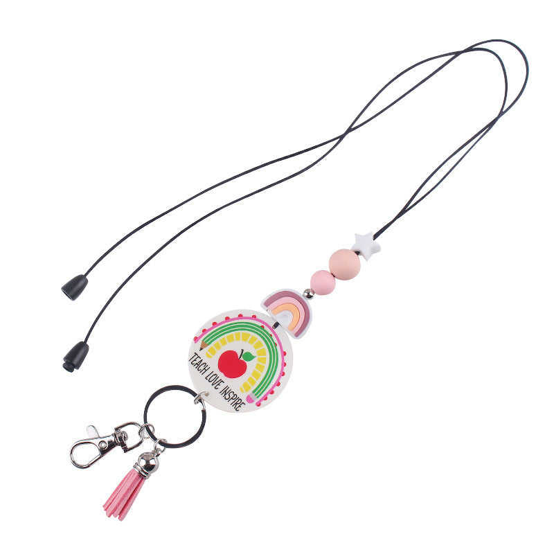 Wholesale Silicone Beaded Lanyard Certificate Necklace Key DIY acrylic sheet Keychain