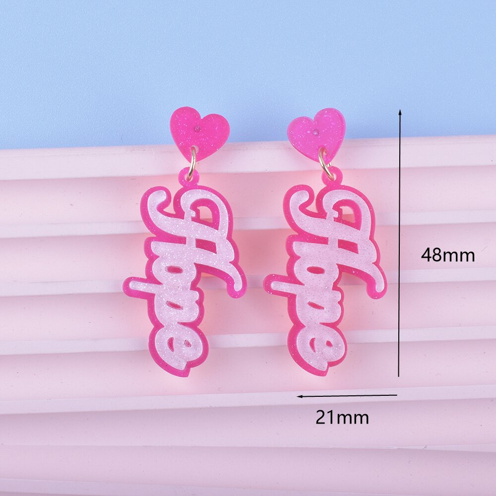 Wholesale Breast Health Pink Ribbon Acrylic Earrings