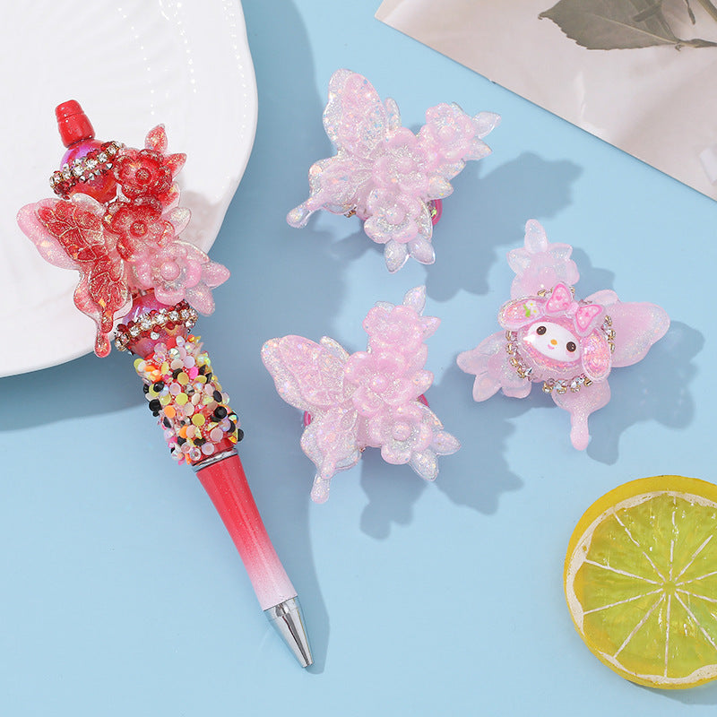 Wholesale 10pcs cartoon bead pen butterfly loose beads accessories