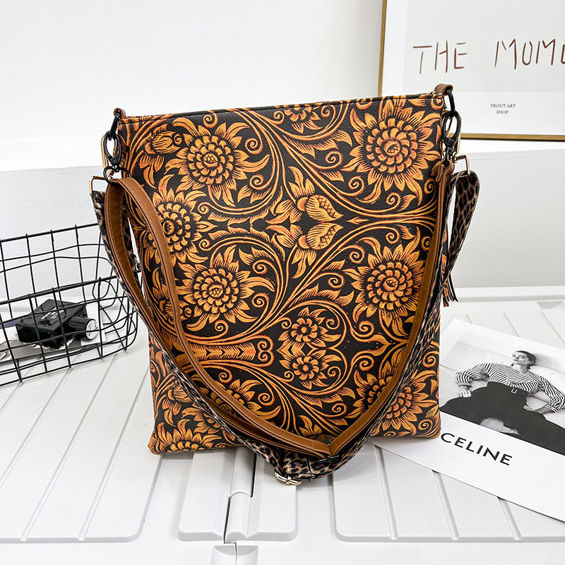 Wholesale Western Style Leopard Print PU Shoulder Bag and Crossbody Bag