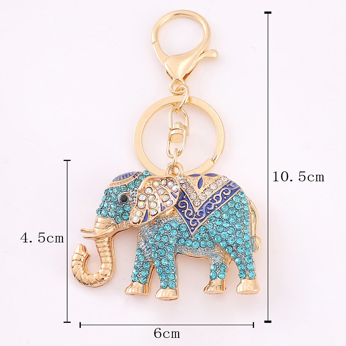 Wholesale Elephant inlaid colorful rhinestone metal keychain