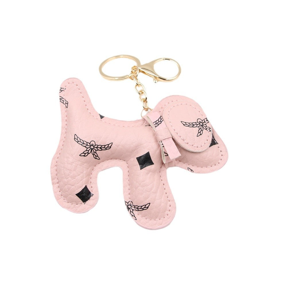 Wholesale Korean Trendy Cartoon Dog PU Leather Keychain Bag Charm Car Key Accessory Gift