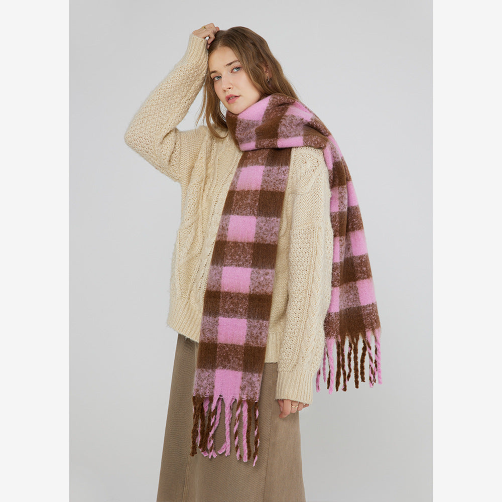 Wholesale Checkerboard Checker Women's Autumn and Winter Warm Polyester Scarf