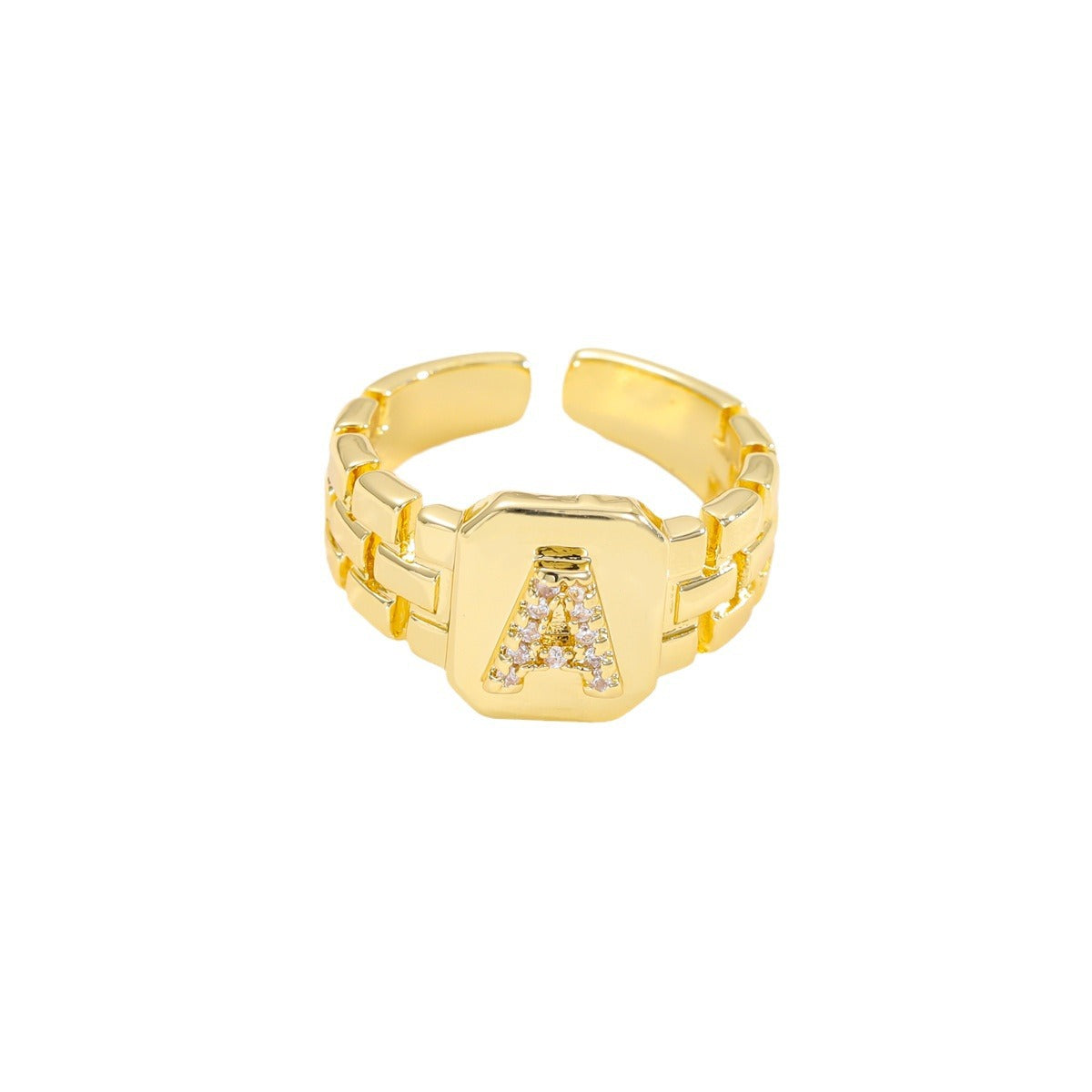 Wholesale Gold plated letter series open ring