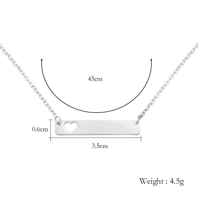 Wholesale Valentine's Day Stainless Steel Rectangular Hollow Heart Necklaces