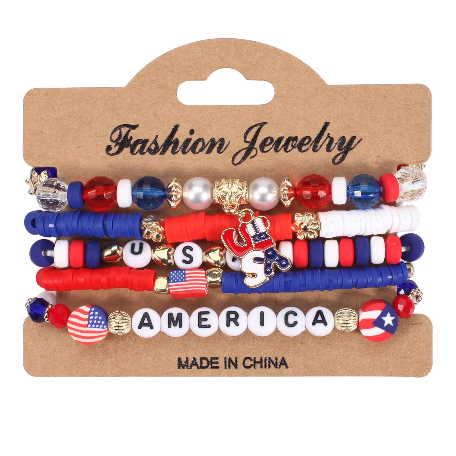 Wholesale Independence Day Flag Red White Blue Crystal Bracelet