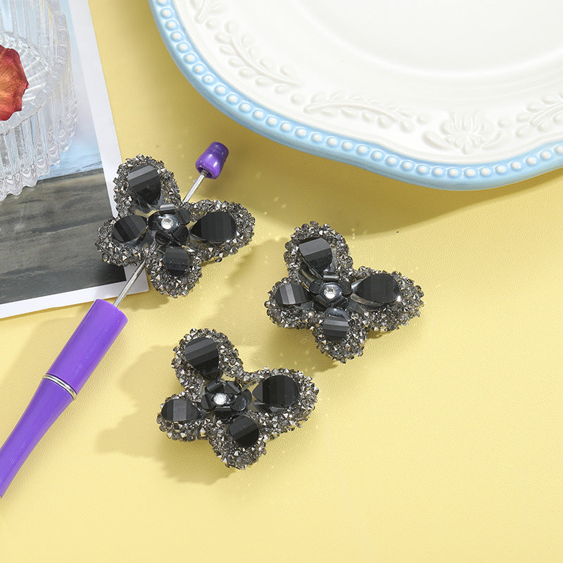 Wholesale 10pcs Rhinestone Butterfly Beads Straight Hole DIY Accessories