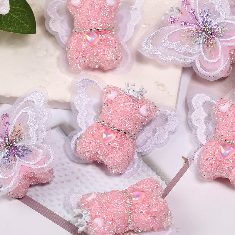 Wholesale 5pcs/pack beaded accessories wings bear sugar beads full diamond beads