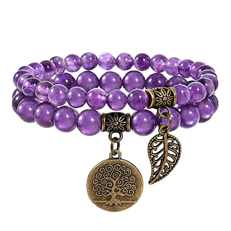 Wholesale Tree Of Life Leaf Pendant Bracelet Set Colorful Stone Beaded Jewelry For Everyday Wear Boutique Resale