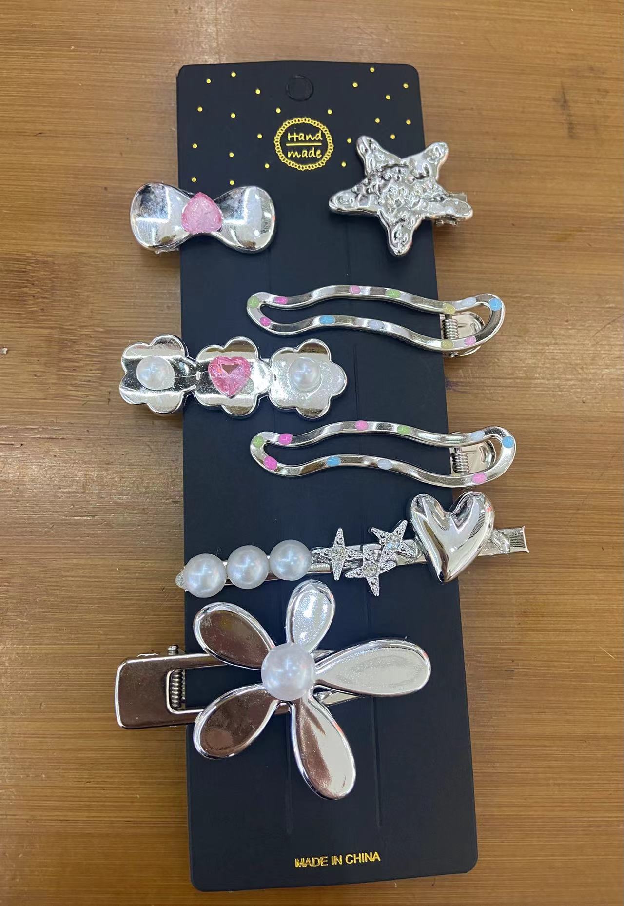 Wholesale Valentine's Day Silver Sweet Cool Women's Side Broken Metal Duckbill Clip Headwear