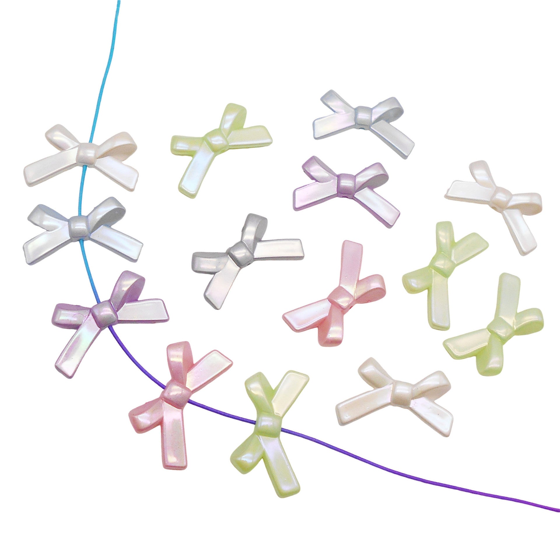 Wholesale 10pcs Plated Cartoon Bow Loose Acrylic Beads