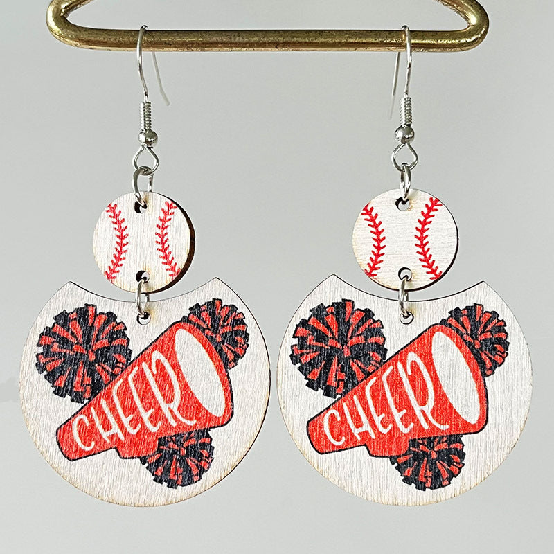 Wholesale 2pairs/pack Baseball Cheerleading Multicolor Baseball Earrings
