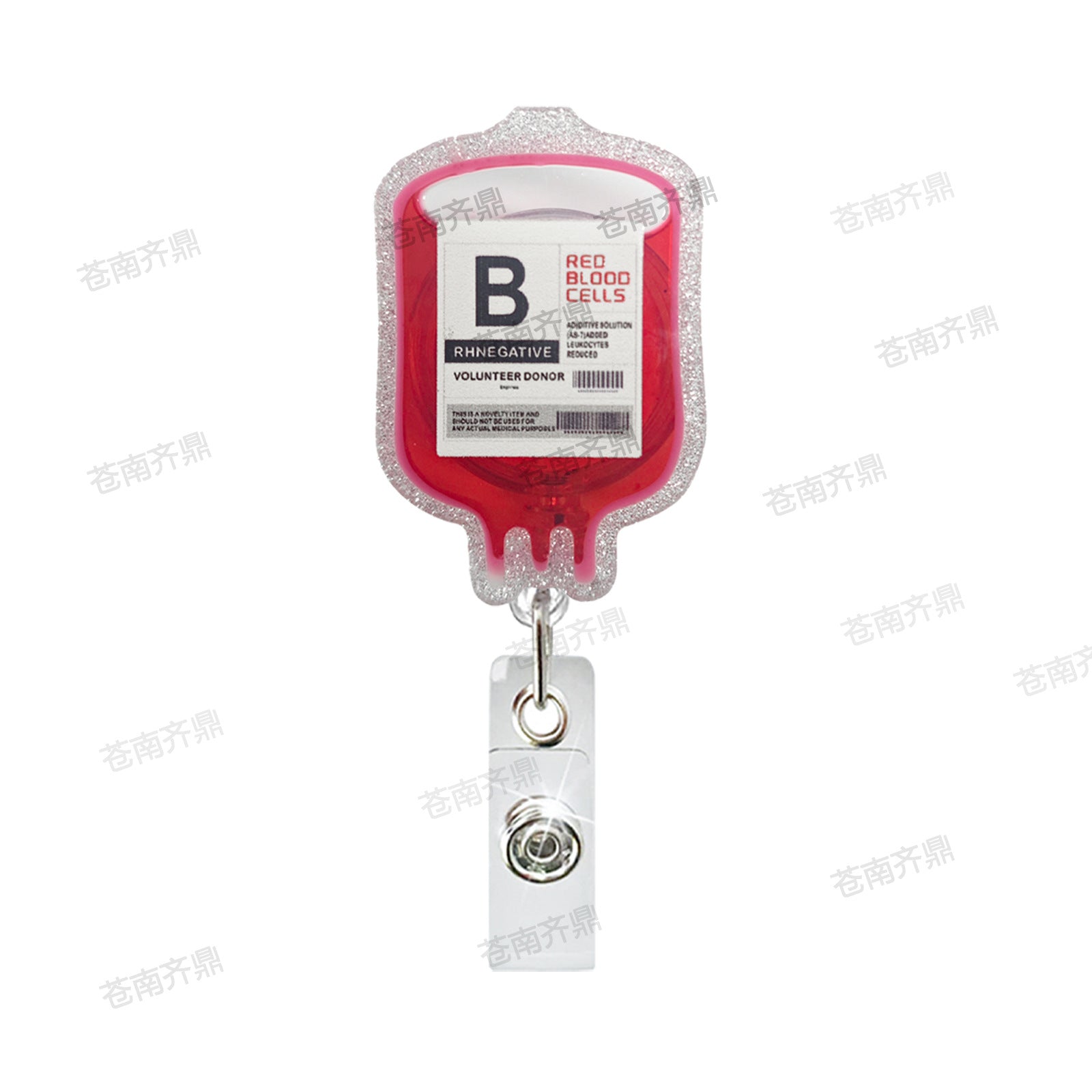 Wholesale Blood Bag Medical Acrylic Badge Retractable Reel