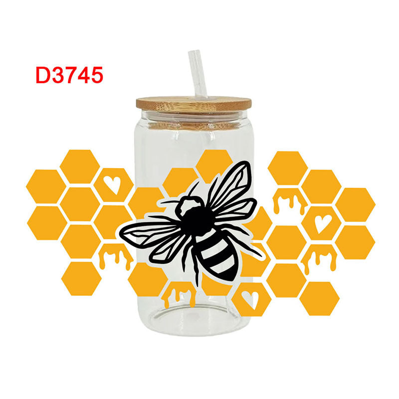 Wholesale Butterfly Flower Bee Cartoon 16oz Cup UV DTF Wraps