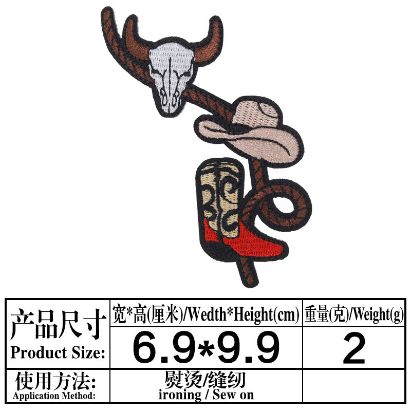 Wholesale Cartoon cloth patch western cowboy hat computer embroidery cloth patch