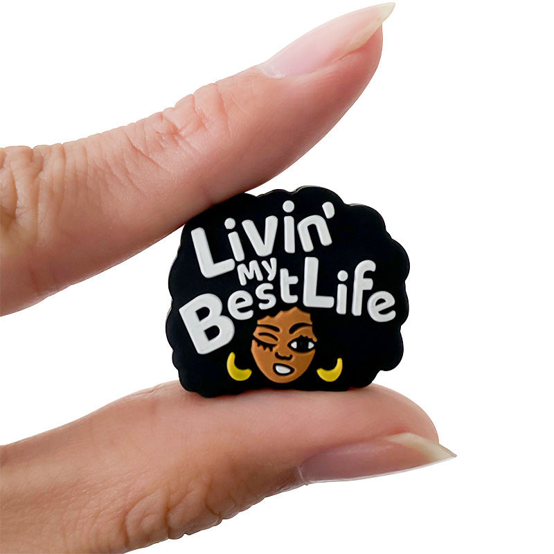 Wholesale 10pcs Baby Teething Stick Black Girl Focal Beads