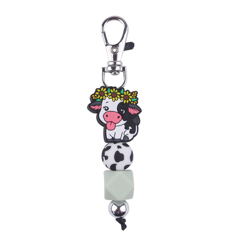 Wholesale Creative Cartoon Beef Beef Beaded Silicone Keychain