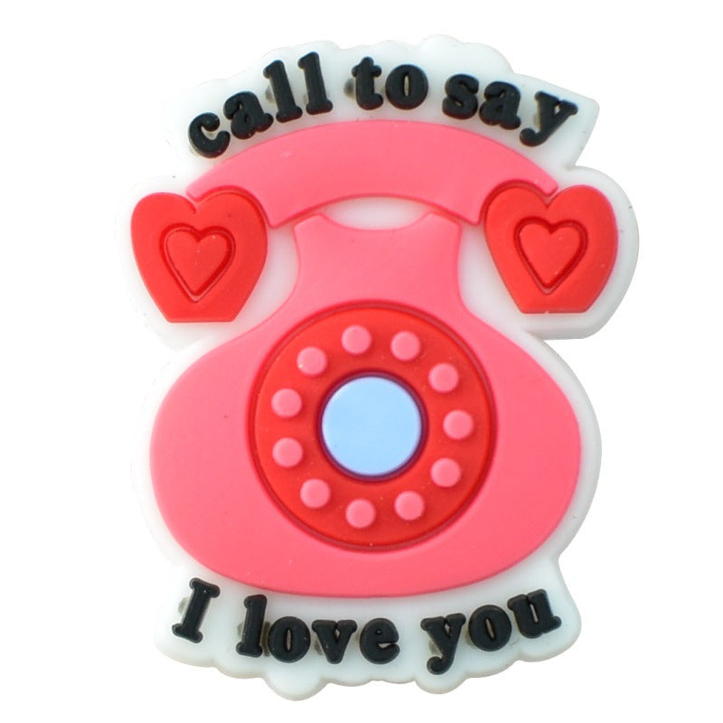Wholesale Random 100pcs Valentine' s Day series cartoon PVC soft rubber double-sided beads