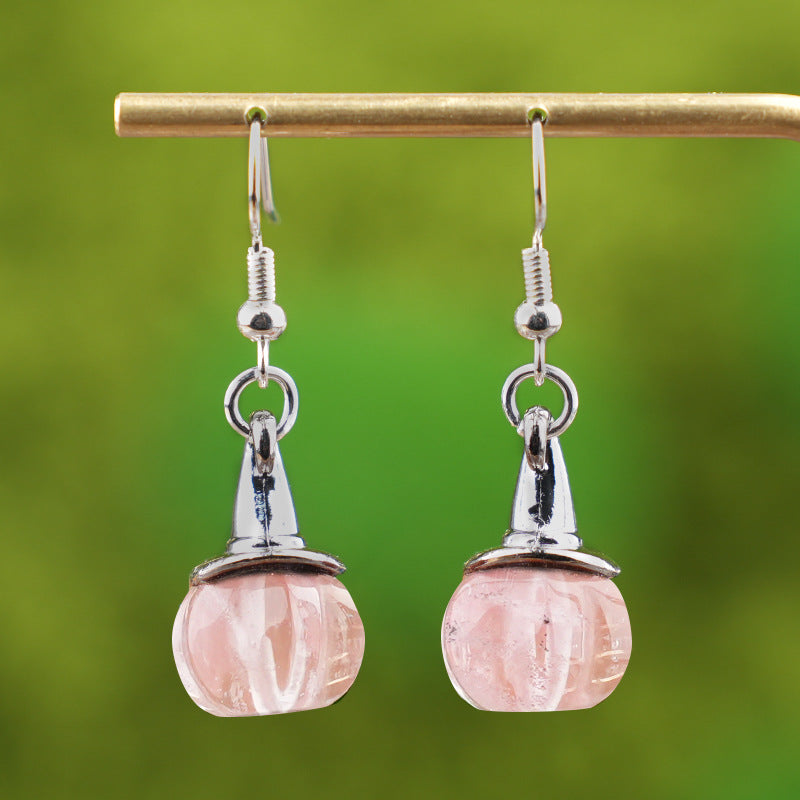 Wholesale  Vintage Agate Pumpkin Crystal Pumpkin Shaped Witch Hat Earrings