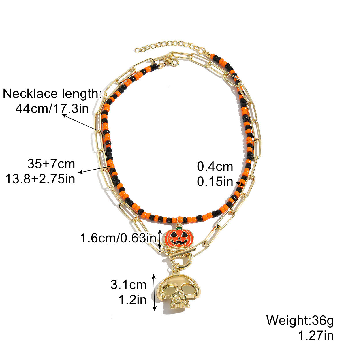 Wholesale Halloween Skull Pumpkin Zinc Alloy Necklace