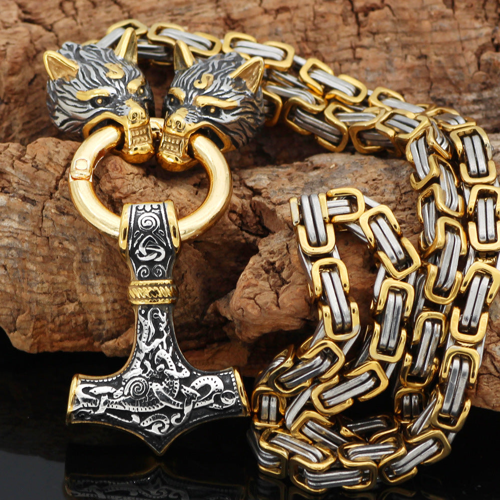 Wholesale Square Chain Thor Hammer Stainless Steel Necklace